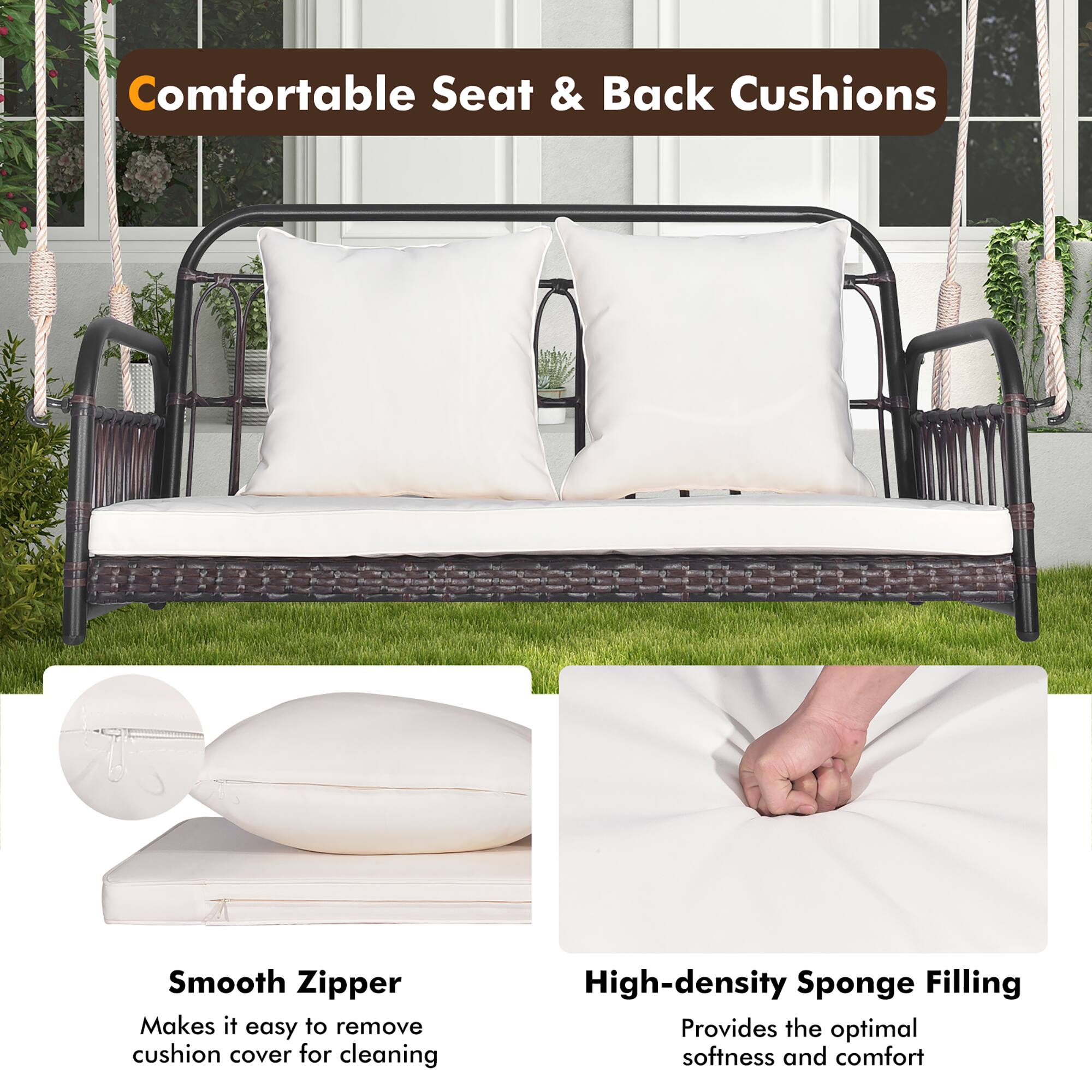 Comfortable Seat & Back Cushions

Smooth Zipper
Makes it easy to remove cushion cover for cleaning

High-density Sponge Filling
Provides the optimal softness and comfort