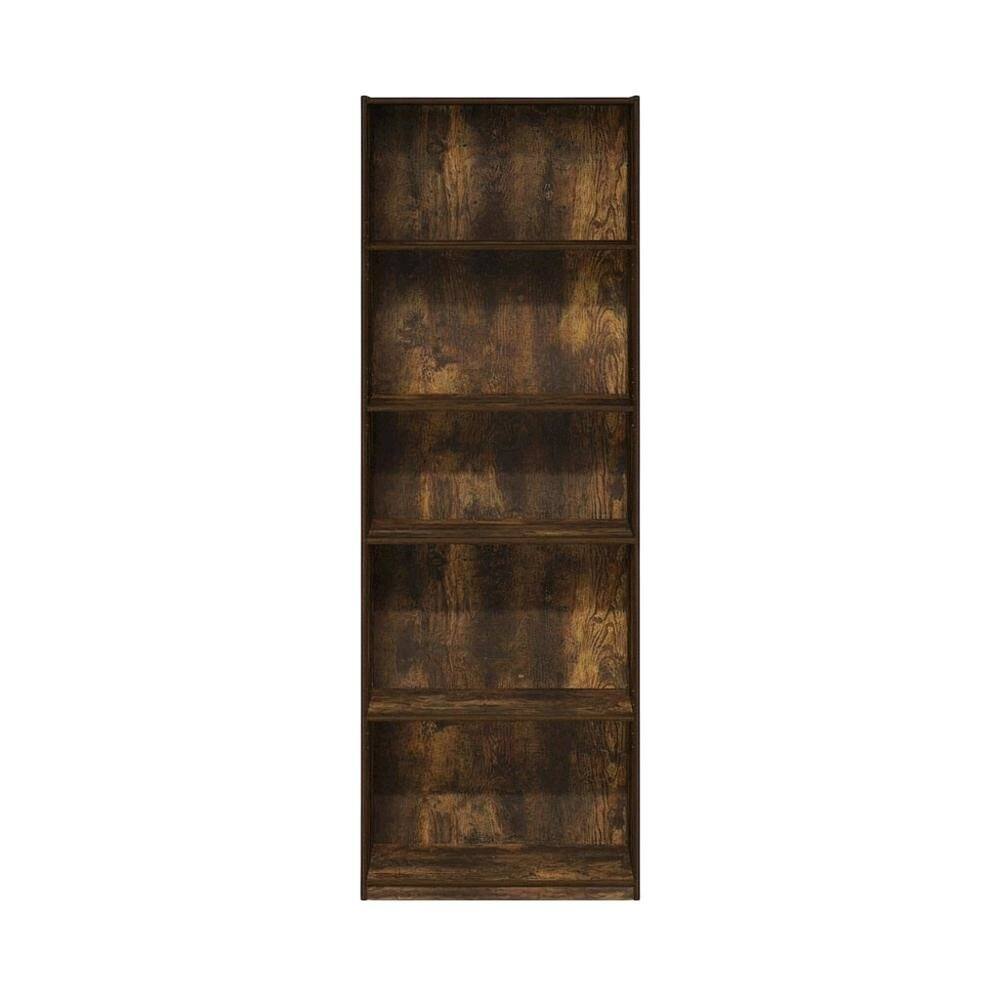 Back. FurniFact - Wood Bookcase with Adjustable Shelves and Modern Design - Amber Pine.