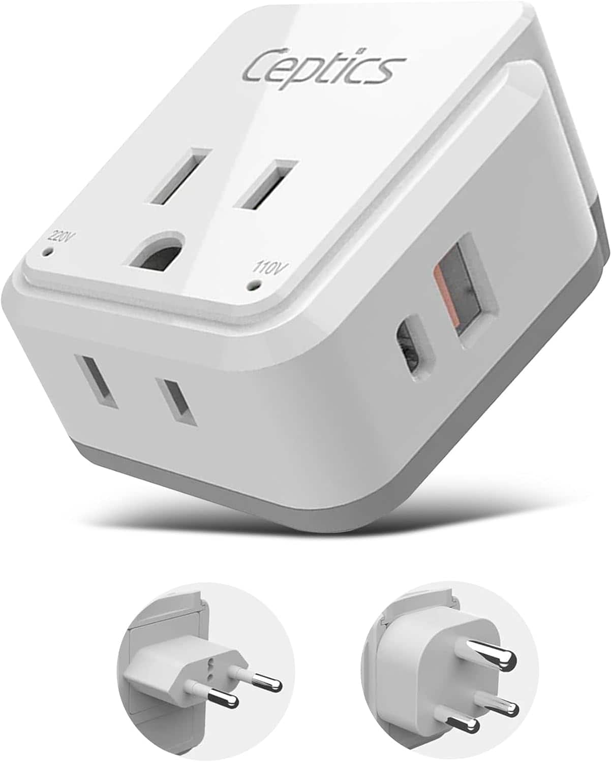 Ceptics - India & Maldives Plug Travel Adapter Set – 20W PD & QC, Dual USB & USB-C, 2 USA Sockets – Type C & D SWadAPt - White price history on PriceWatchPro