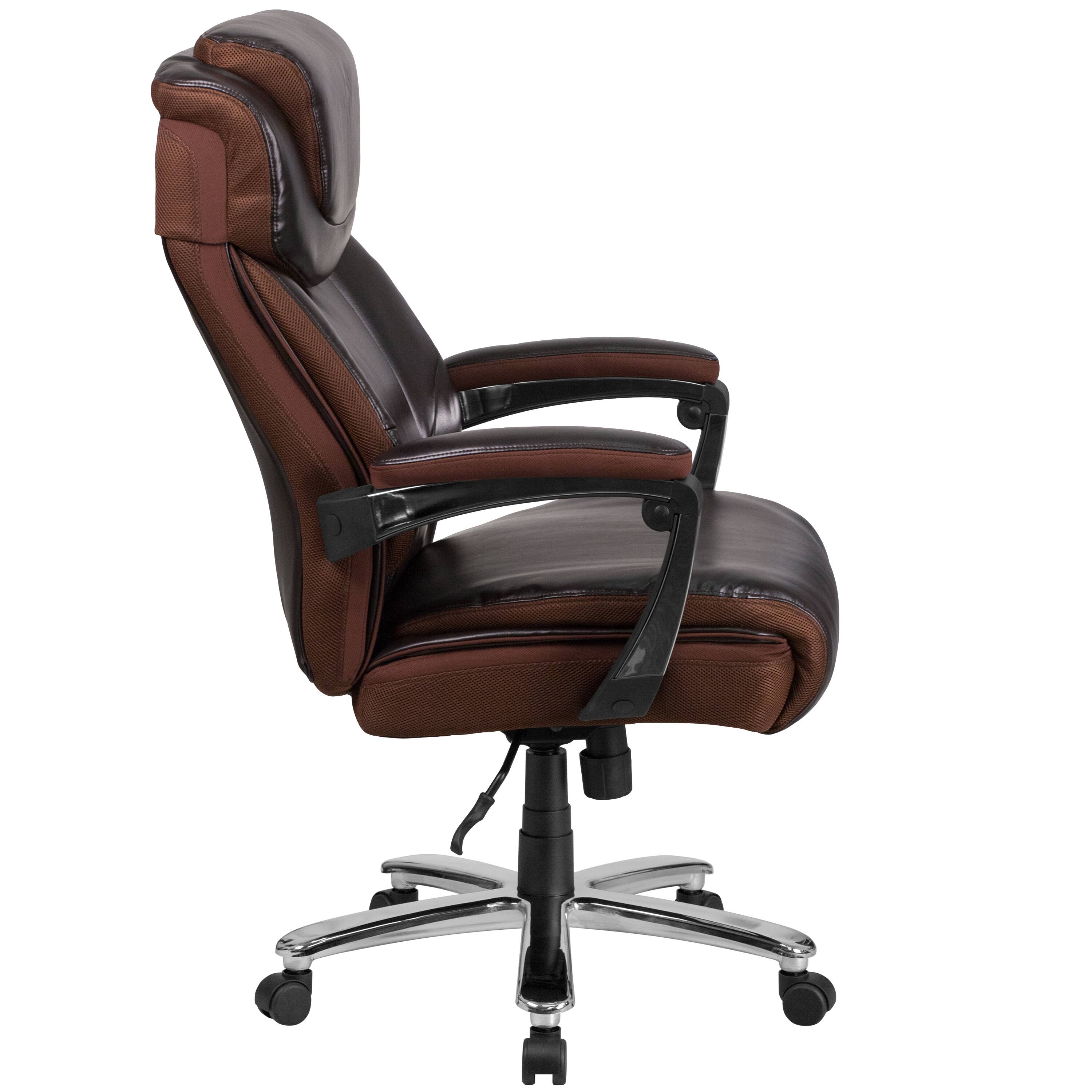 Alt View 6. Emma + Oliver - 500 lb. Big & Tall Height Adjustable Headrest Swivel Ergonomic Office Chair - Brown.