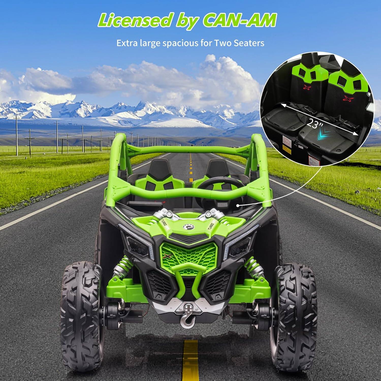 Licensed by CAN-AM  
Extra large spacious for Two Seaters  
23"