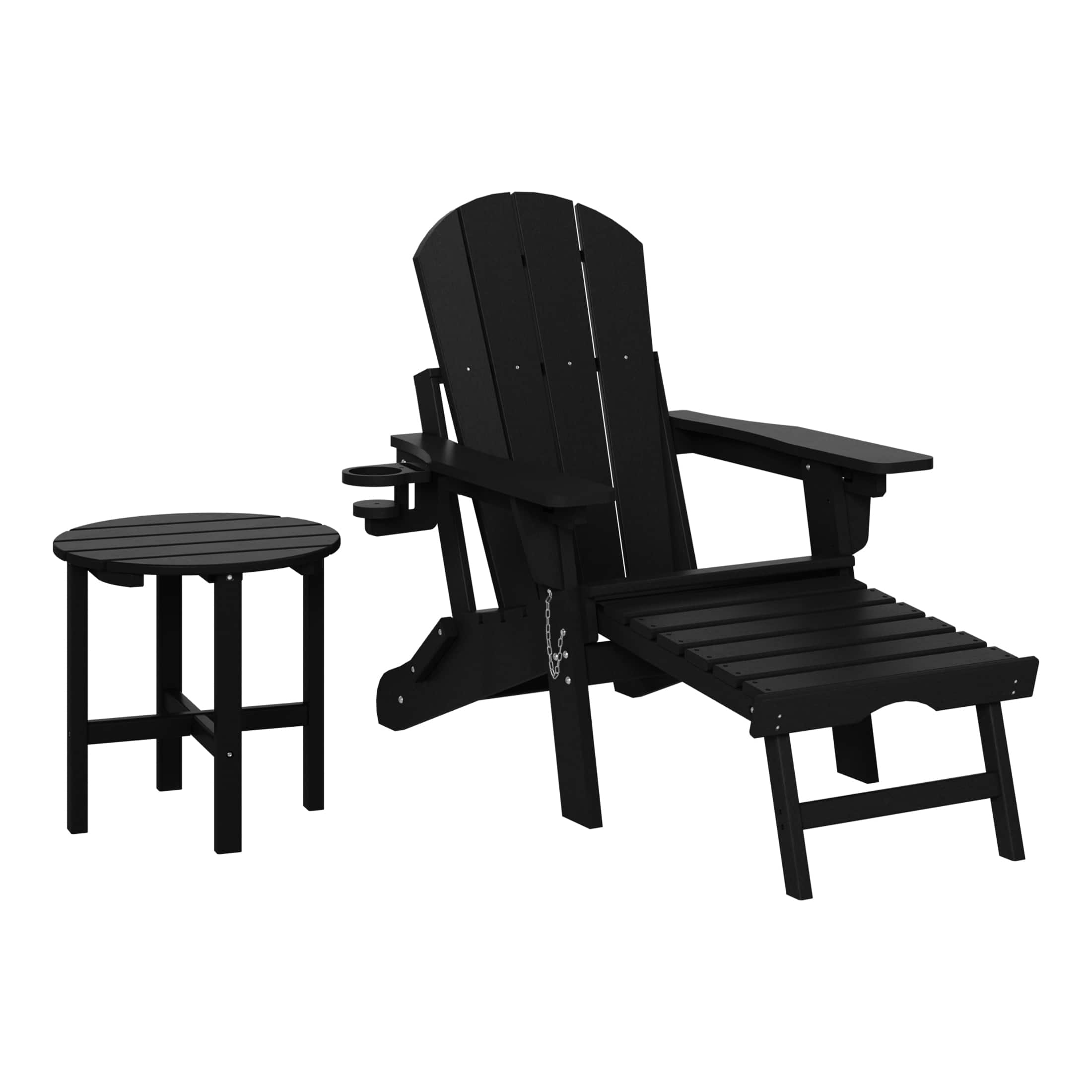 WestinTrends - Malibu 2-Piece Outdoor Folding Adjustable Adirondack Chair with Cup Holder & Side Table - Black price history on PriceWatchPro