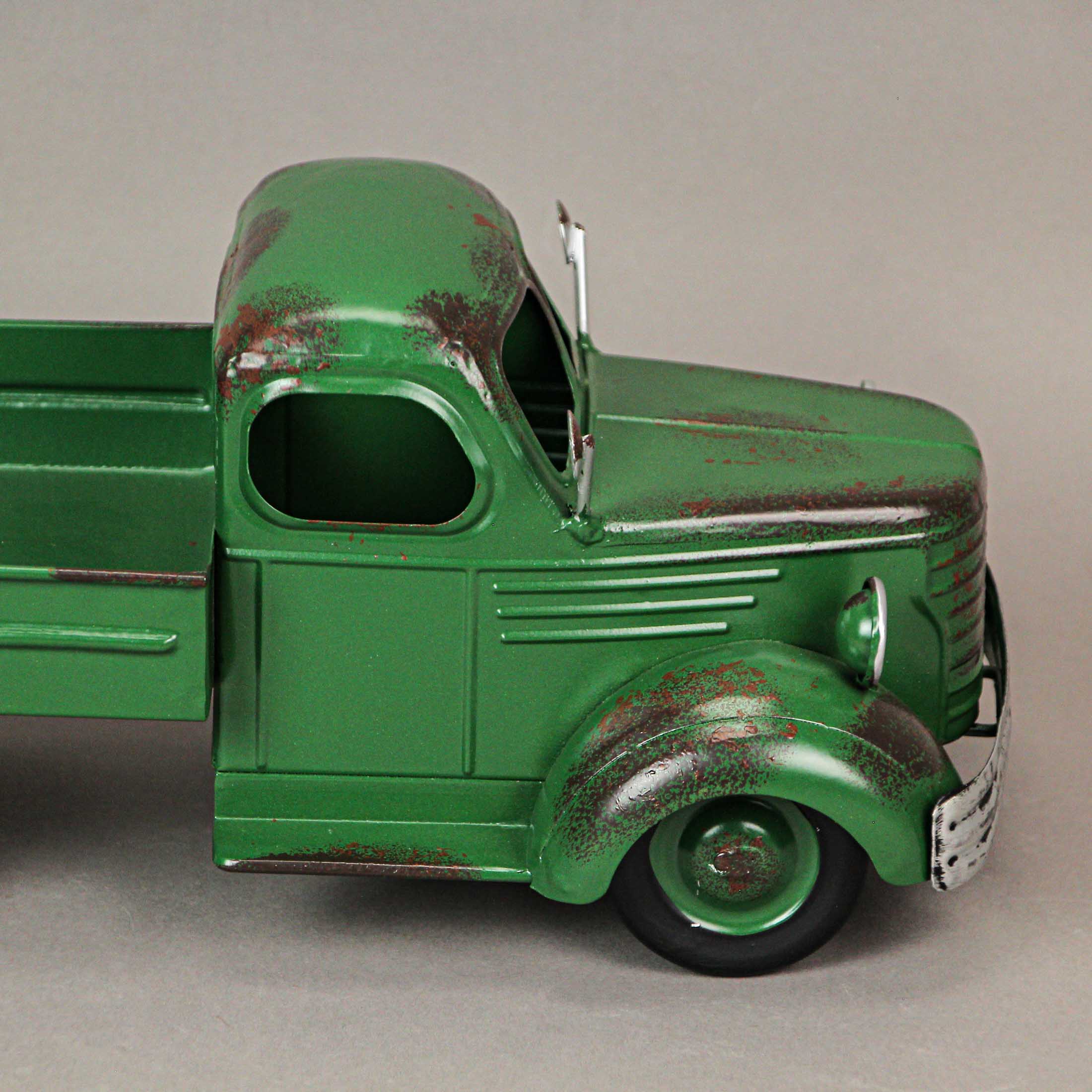 Alt View 6. Zeckos - 14 In Long Green Rustic Metal Decorative Vintage Pickup Truck Planter Farmhouse - Green.