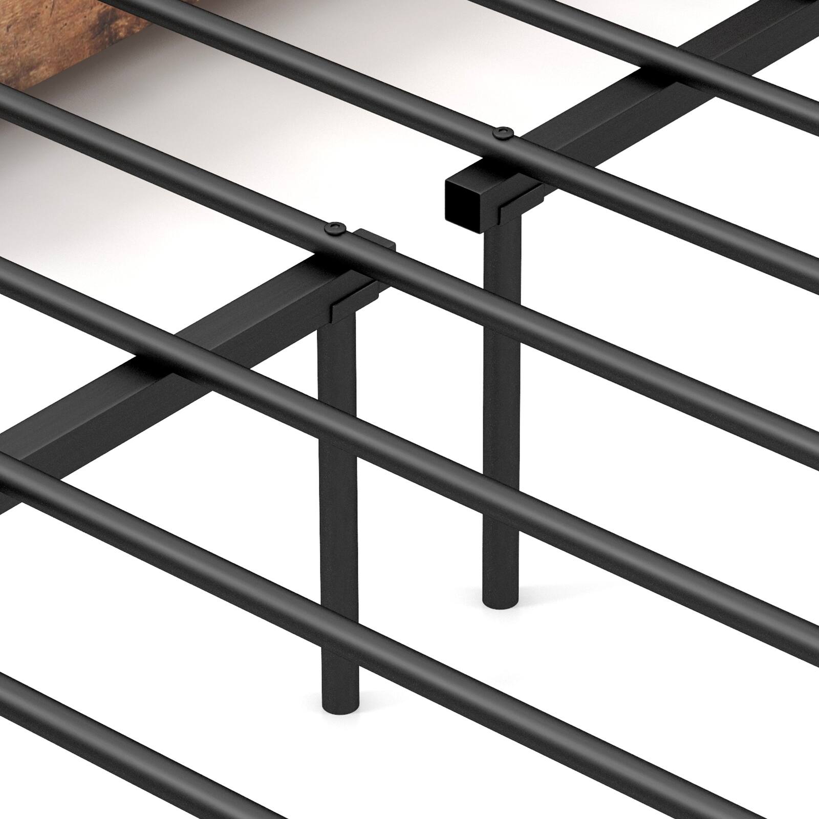 Alt View 1. SlickBlue - Bed Frame with 2-Tier Storage Headboard and Built-In Charging Station - Rustic Brown.