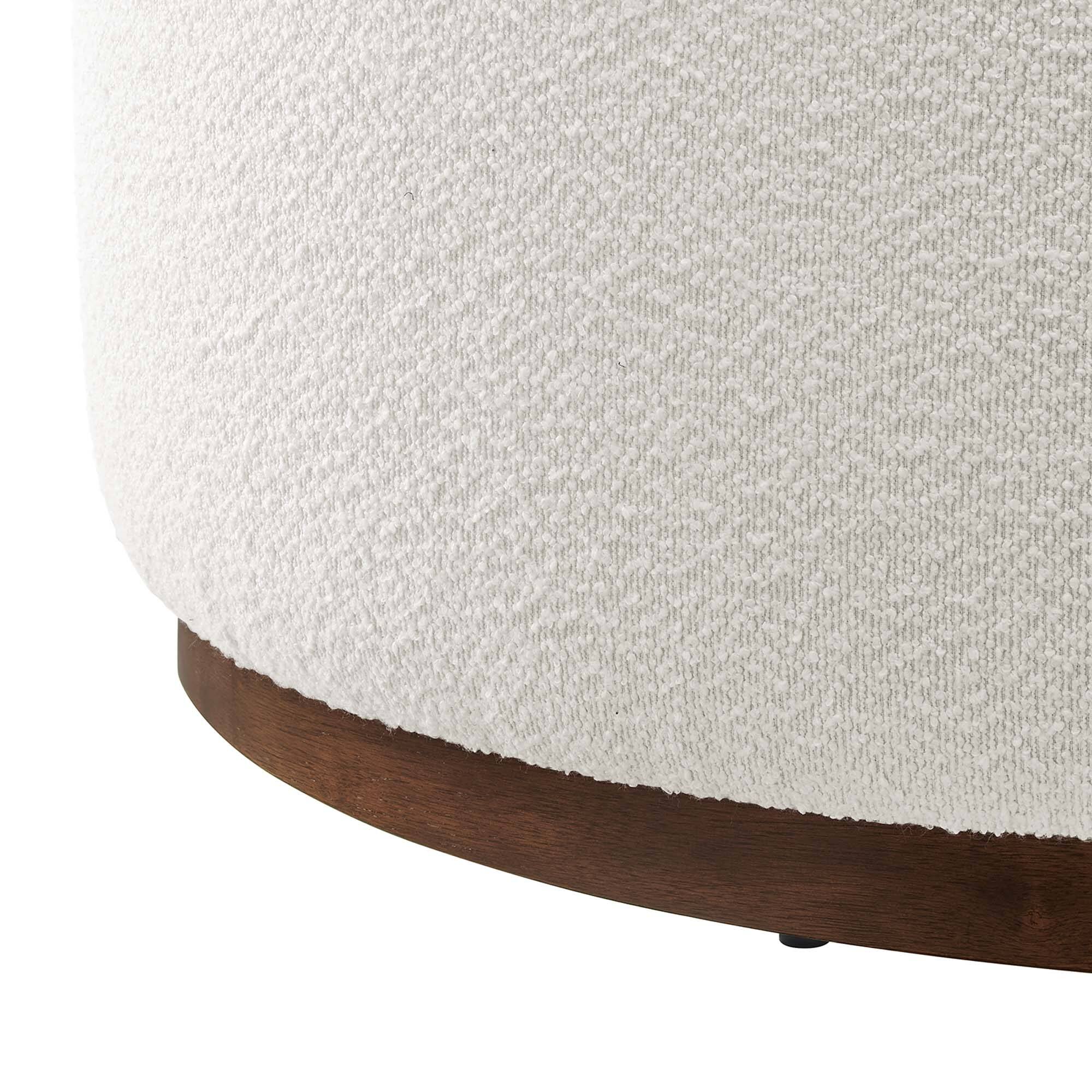 Alt View 3. Modway - Tilden Large 38" Round Boucle Upholstered Upholstered Ottoman by Modway - Cloud Walnut.