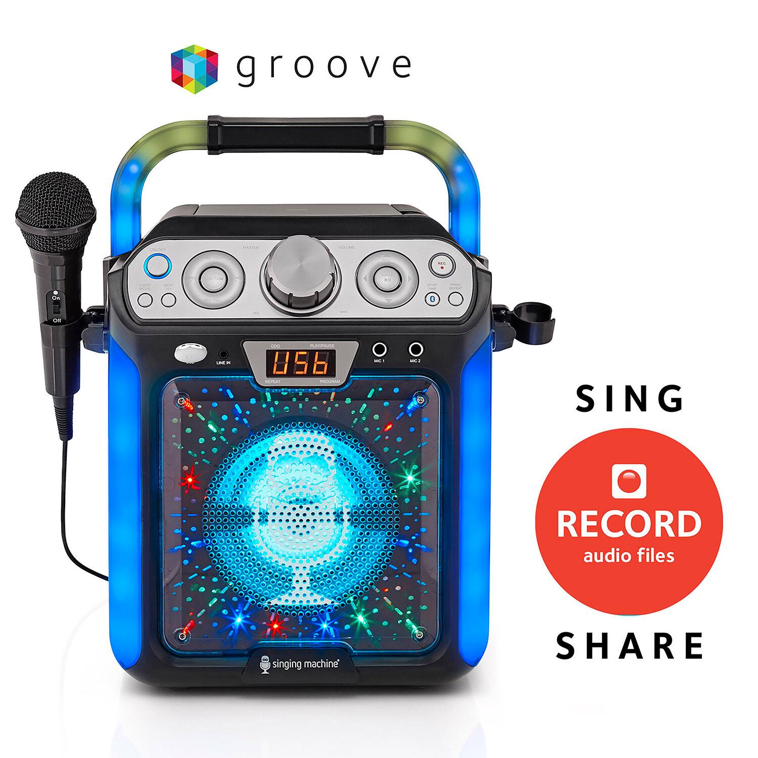 singing machine カラオケキューブ　黒　karaoke cube Singing Machine Karaoke Cube Multi-function Karaoke System