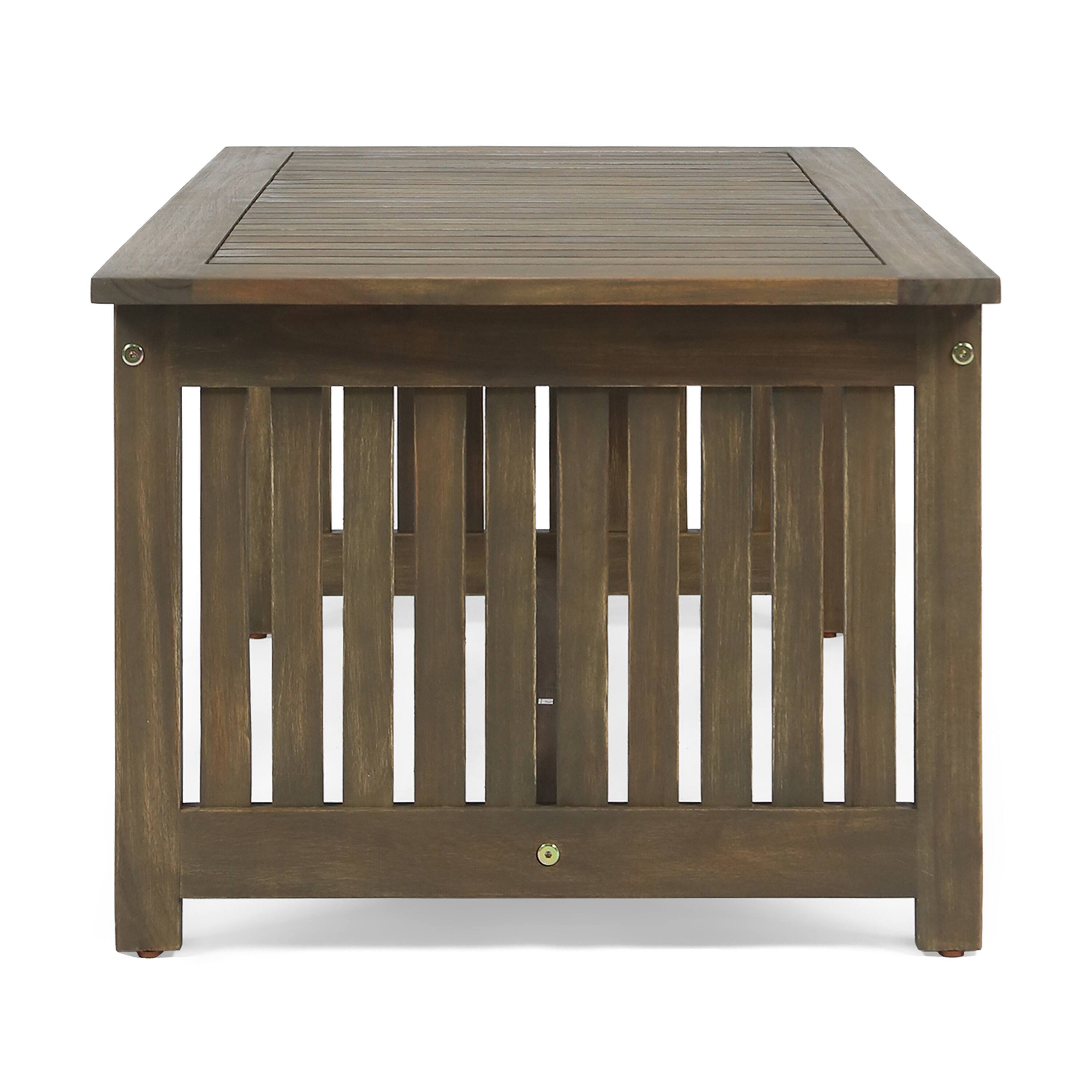 Back. Mondawe - Acacia Wood Outdoor Coffee Table - Grey.