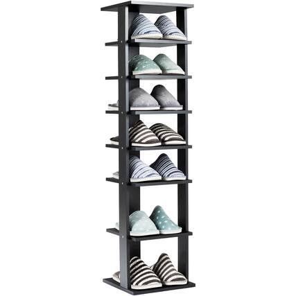 Front. Gymax - Gymax 7-Tier Shoe Rack Practical Free Standing Shelves Storage Shelves Concise Style - Black.