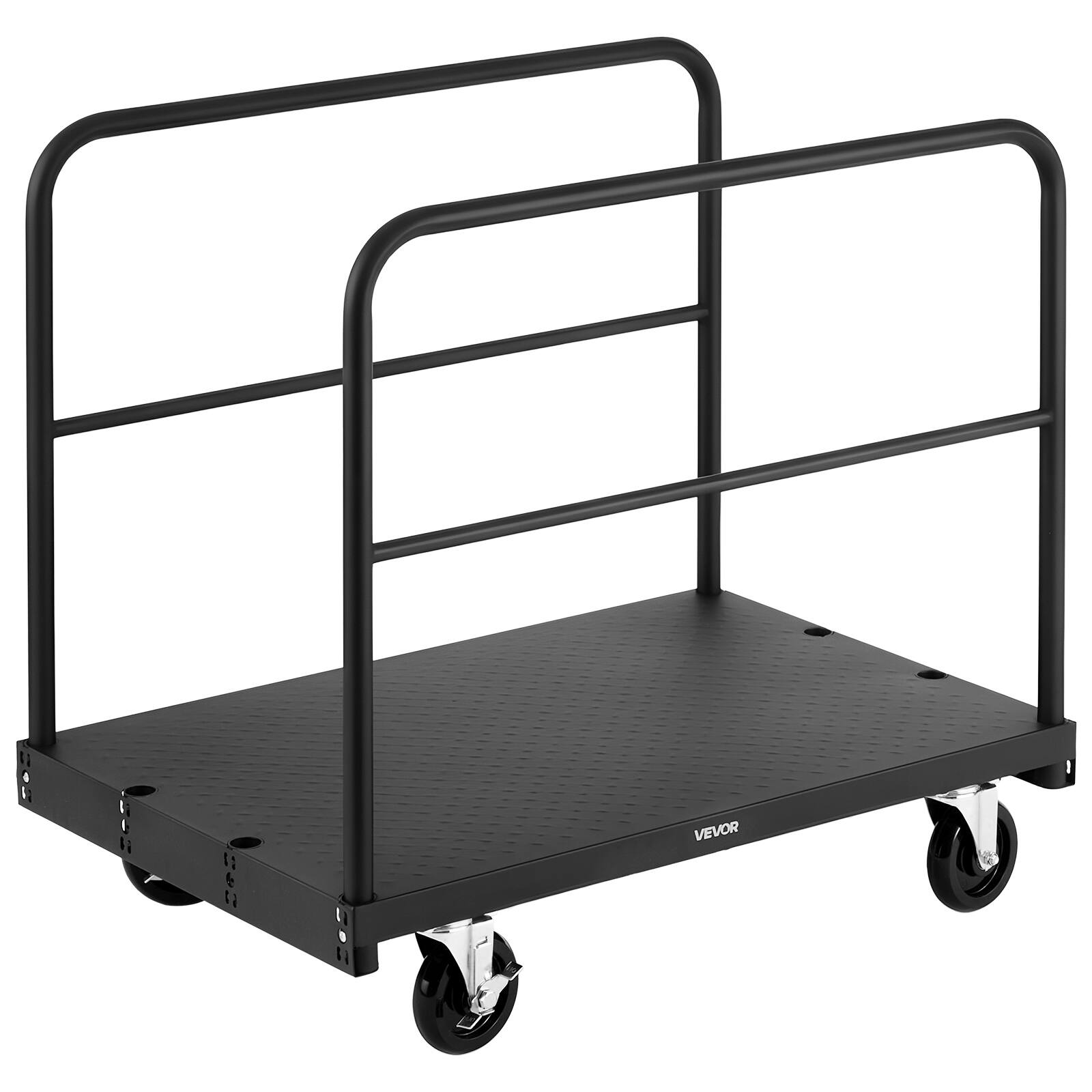 Alt View 5. VEVOR - Drywall Cart Dolly, 1800 lbs Load Capacity, 2-in-1 Steel Panel Truck Cart with 5 inch Swivel Casters - Black.