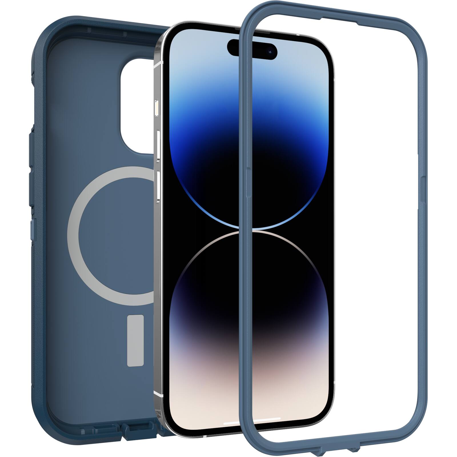 Angle. OtterBox - Defender Series Pro XT MagSafe Hard Shell for Apple iPhone 14 Pro - Open Ocean.
