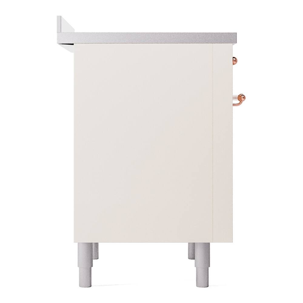 Alt View 5. ILVE - ILVE Nostalgie II 36 inch Induction Range with 6 Elements (Triple Glass Door, Antique White, Brass) - Antique White.