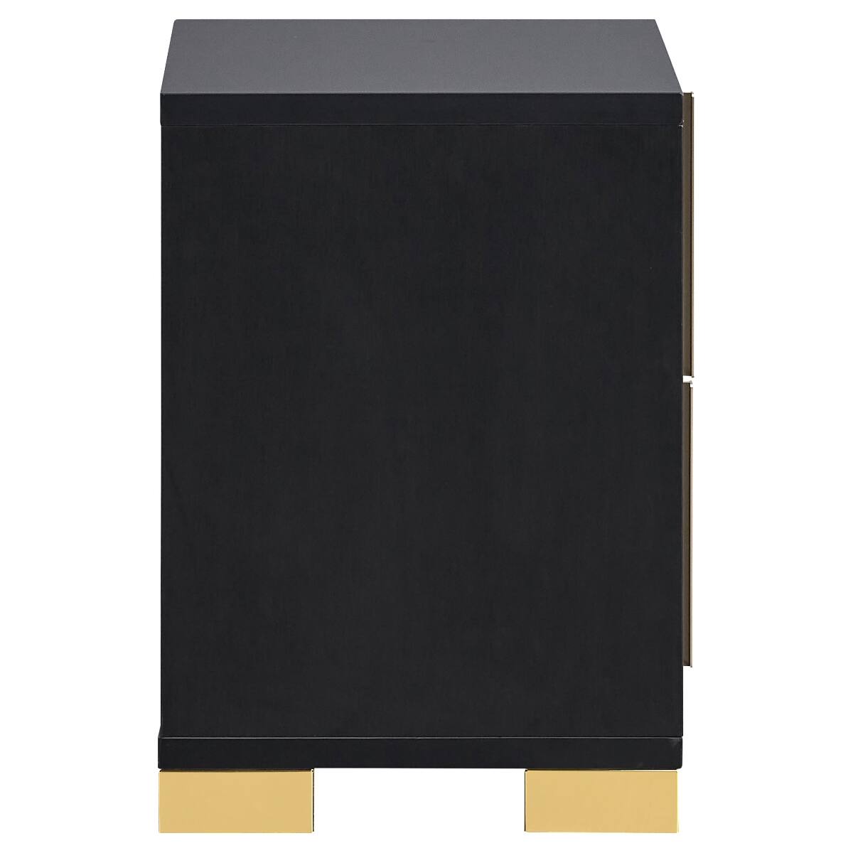 Alt View 1. Loheer - Loheer Black Two Drawer Nightstand with Gold Accents for Modern Bedrooms - Black.
