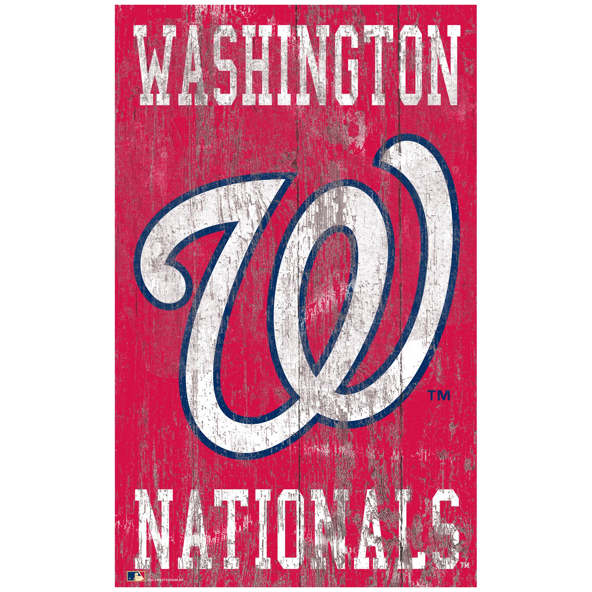 Washington Nationals 11'' x 19'' Heritage Distressed Logo Sign