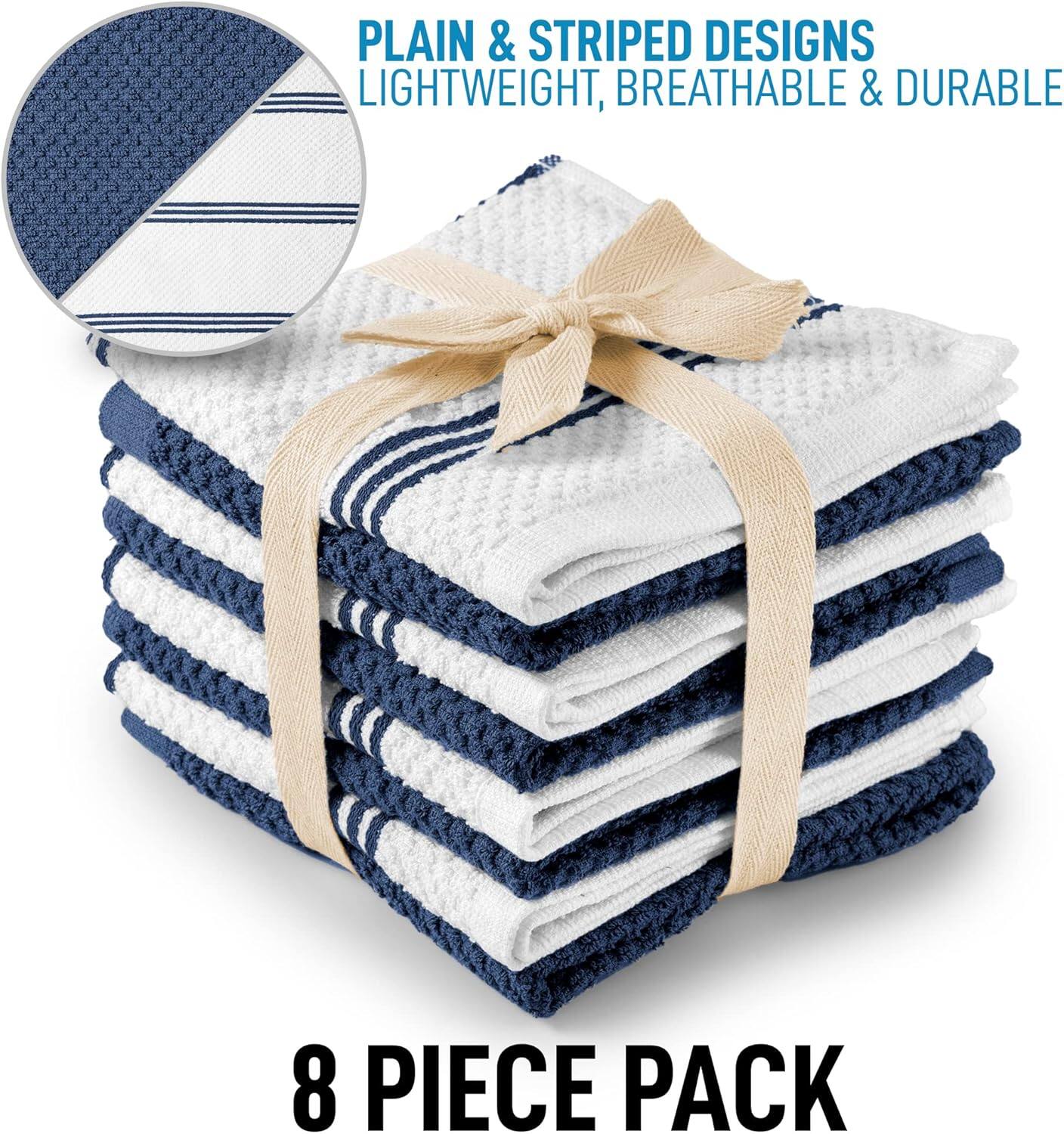 PLAIN & STRIPED DESIGNS  
LIGHTWEIGHT, BREATHABLE & DURABLE  

8 PIECE PACK