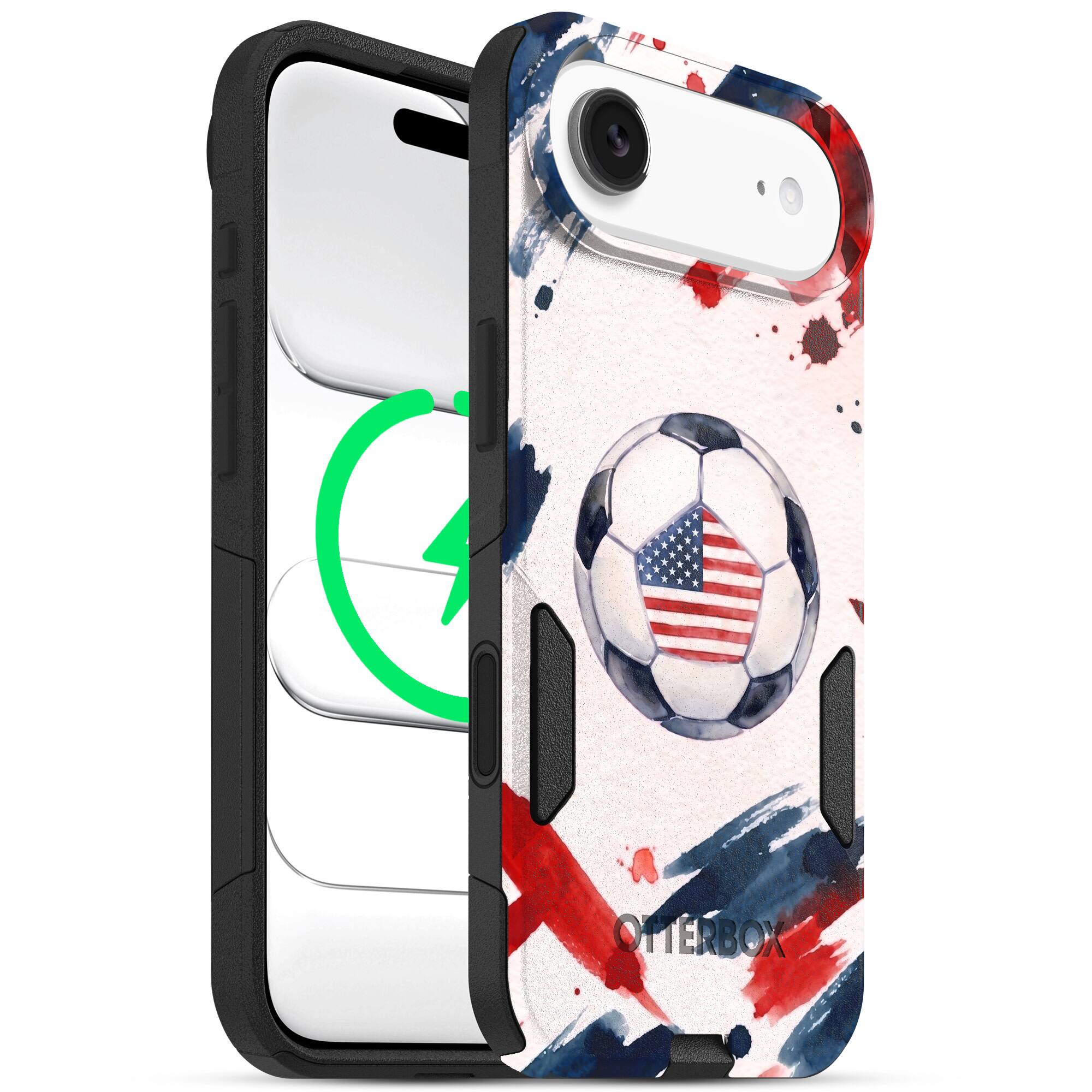 Front. OtterBox - OtterBox USA Soccer Phone Case- Commuter Magsafe Series - Multicolored.