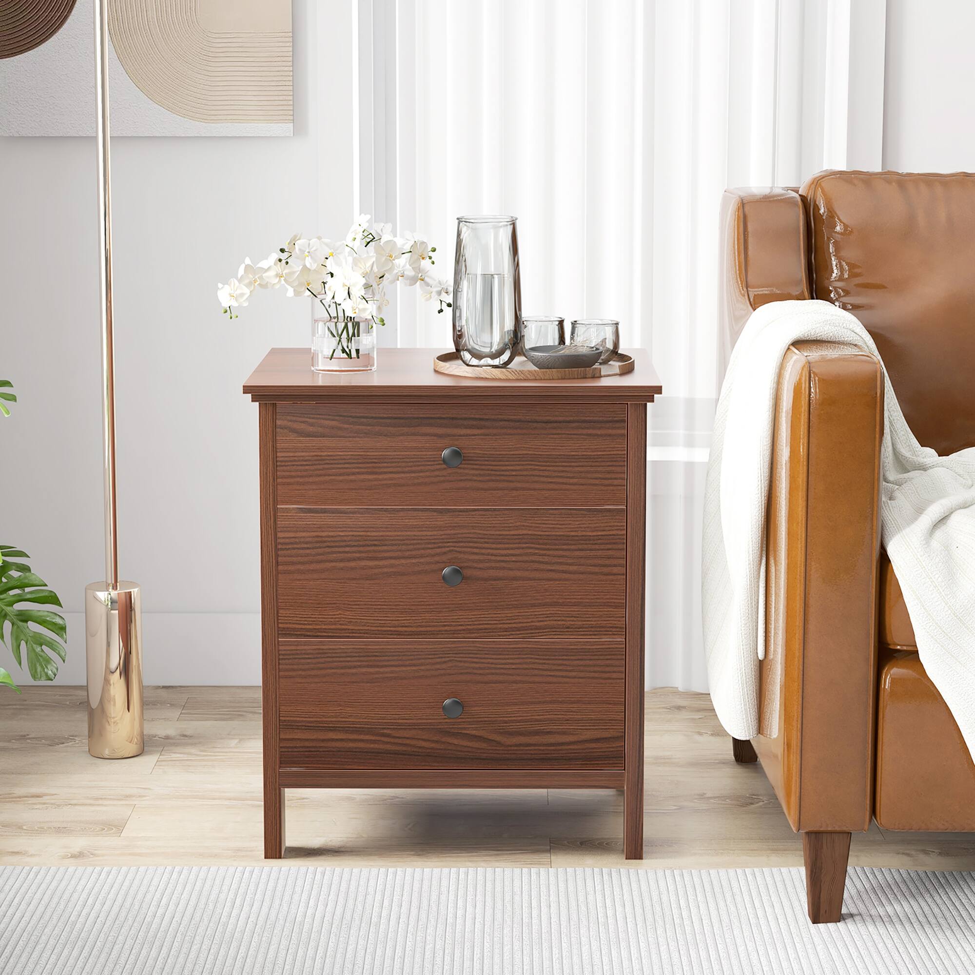 Alt View 3. Gymax - Gymax Set of 2 Nightstand Beside End Side Table Accent Table Brown - Brown.