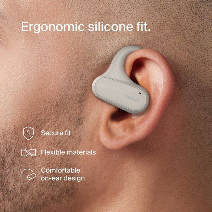 Ergonomic silicone fit.

Secure fit
Flexible materials
Comfortable on-ear design
