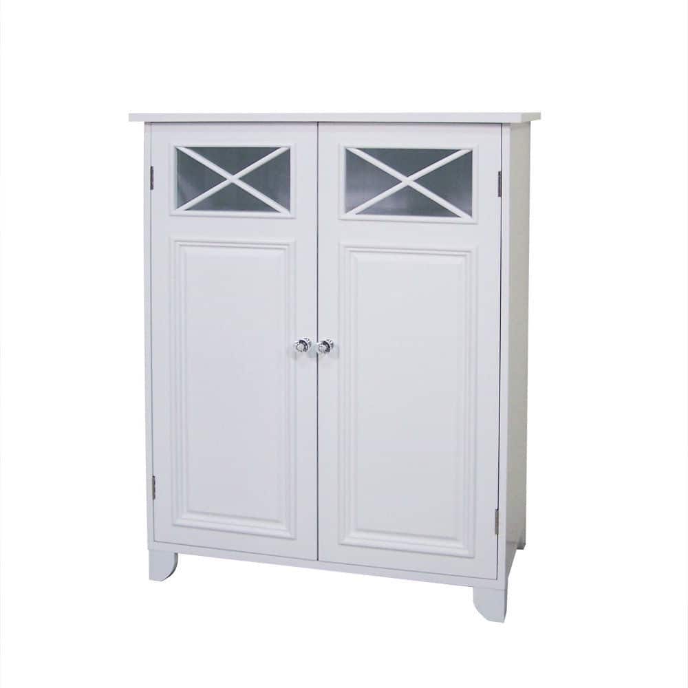 Hivvago - 2-Door Bathroom Floor Cabinet with Adjustable Storage Shelf - White
