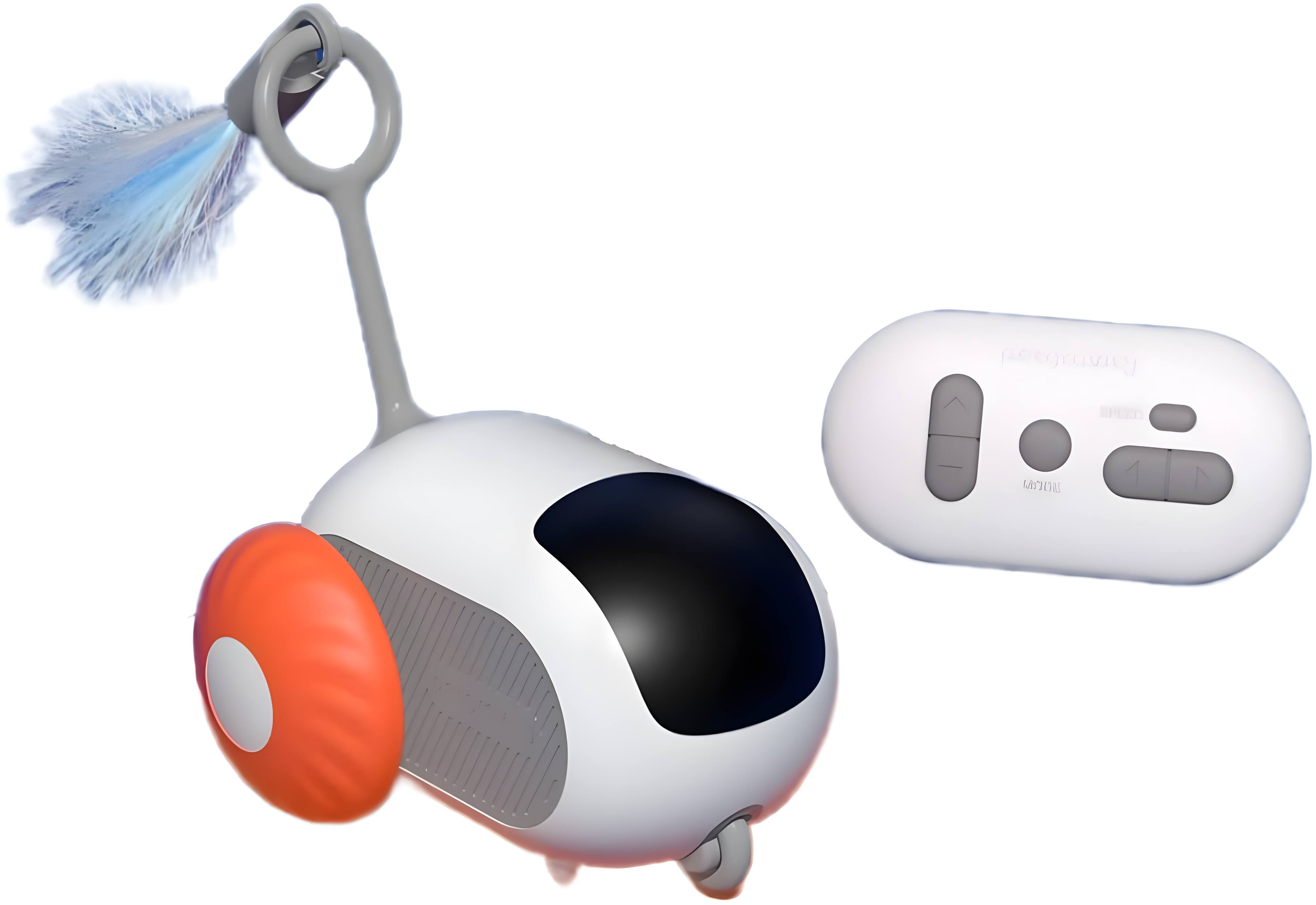 Front. Cluzine - Remote Control Cat Toy Car, USB Rechargeable with Obstacle Avoidance & Feather Wand - Multicolor.
