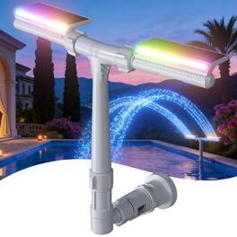 POOLHACKER - Solar Powered Pool Fountain with 10 Color LED, Dual Spray, Timer & Remote for Above & Inground Swimming Pools - Gray