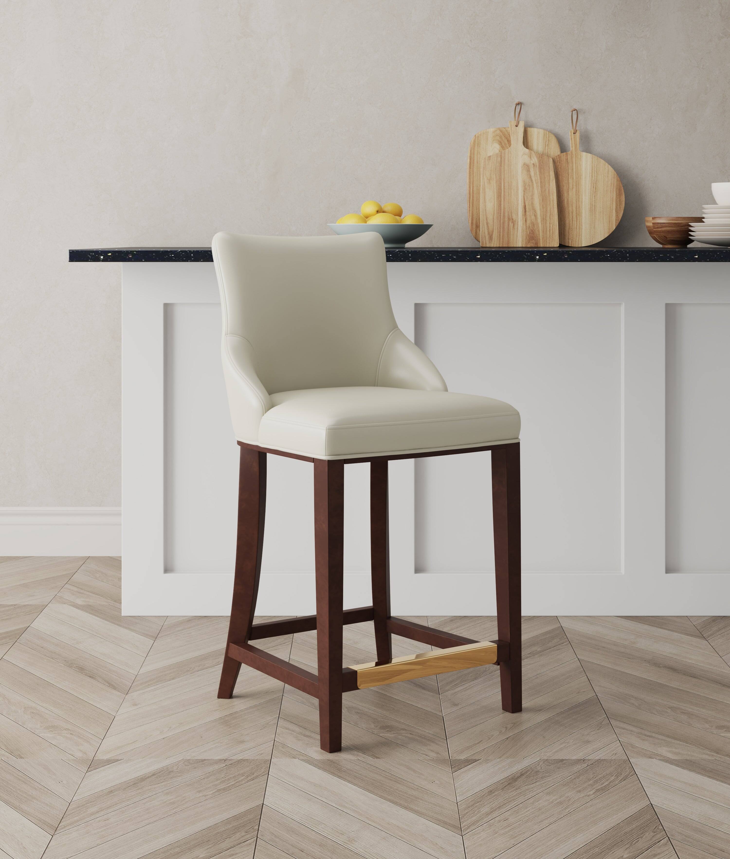 Angle. Manhattan Comfort - Shubert Modern Wood Upholstered Counter Stool - Ivory.
