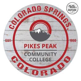 Jardine - Pikes Peak State College 20'' x 20'' Indoor/Outdoor Weathered Circle Sign - White