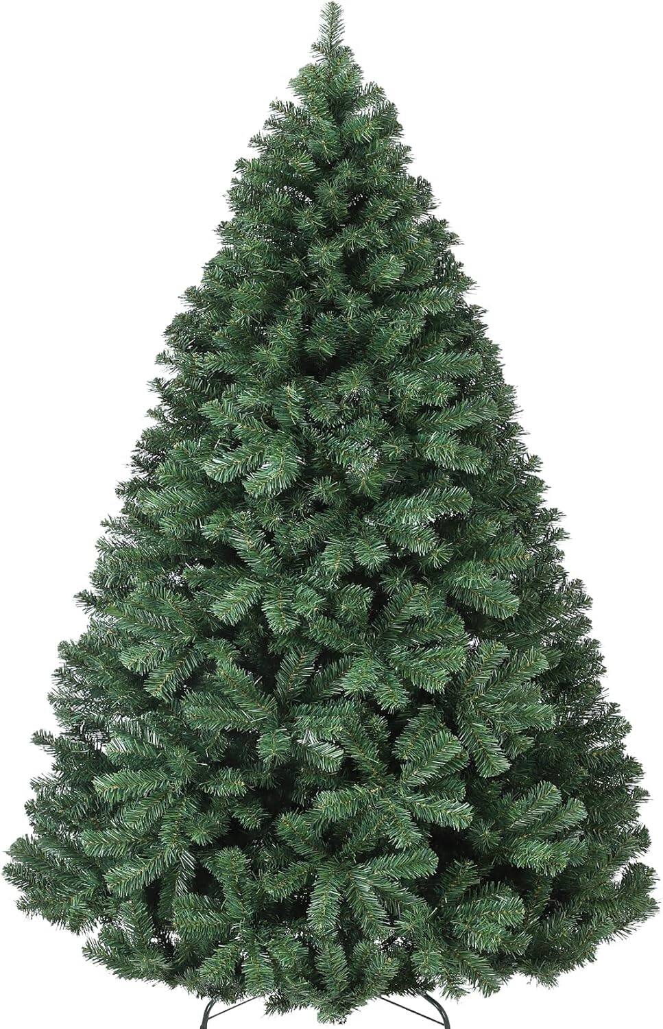 Front. GARVEE - 6FT Artificial Christmas Tree, Full Fluffy Unlit Hinged Xmas Tree, 900 Tips, Easy Assembly, Sturdy Metal Stand - Multicolor.