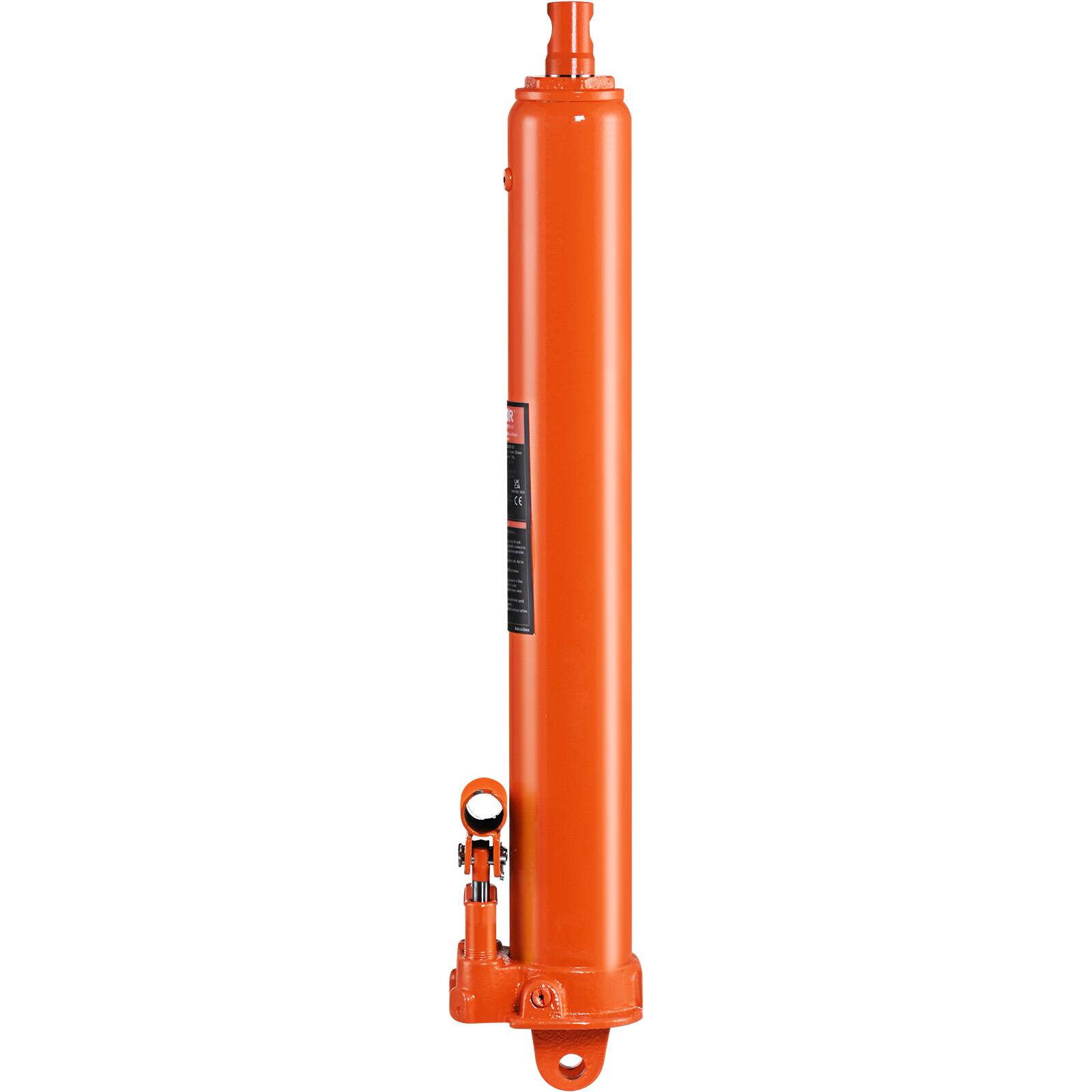 Alt View 5. VEVOR - Hydraulic Long Ram Jack, 8 Ton Engine Hoist Cylinder with Double Piston Pump And Clevis Base, Hydraulic Ram Cylinder - Orange.