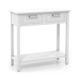 Kadyn - Narrow Console Table with Drawers and Open Storage Shelf- Narrow Console Table, Entryway Hall Table with Shelves - White