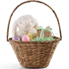 Best Choice Products - Easter Basket, Small Woven Easter Basket for Kids w/ Collapsible Handle, Tapered Shape - Chestnut