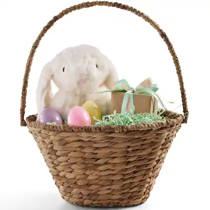 Front. Best Choice Products - Best Choice Products Easter Basket, Small Woven Easter Basket for Kids w/ Collapsible Handle, Tapered Shape - Chestnut - Chestnut.