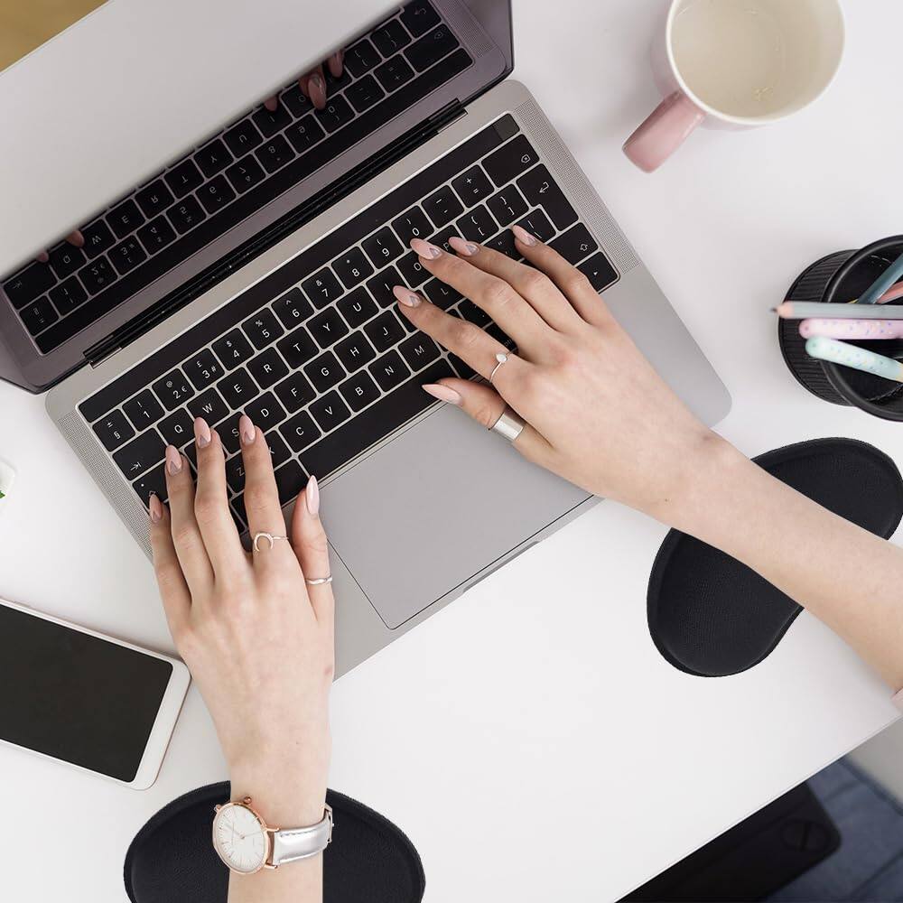 Alt View 4. Cozy Serene - Wrist Rest For Mouse Memory Foam Cushion Support Pad With Non-slip Base Typing Office Home Gaming Computer Black - Black.