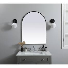 Elegant Decor - Metal Frame Arch Mirror 27x36 Inch - Black