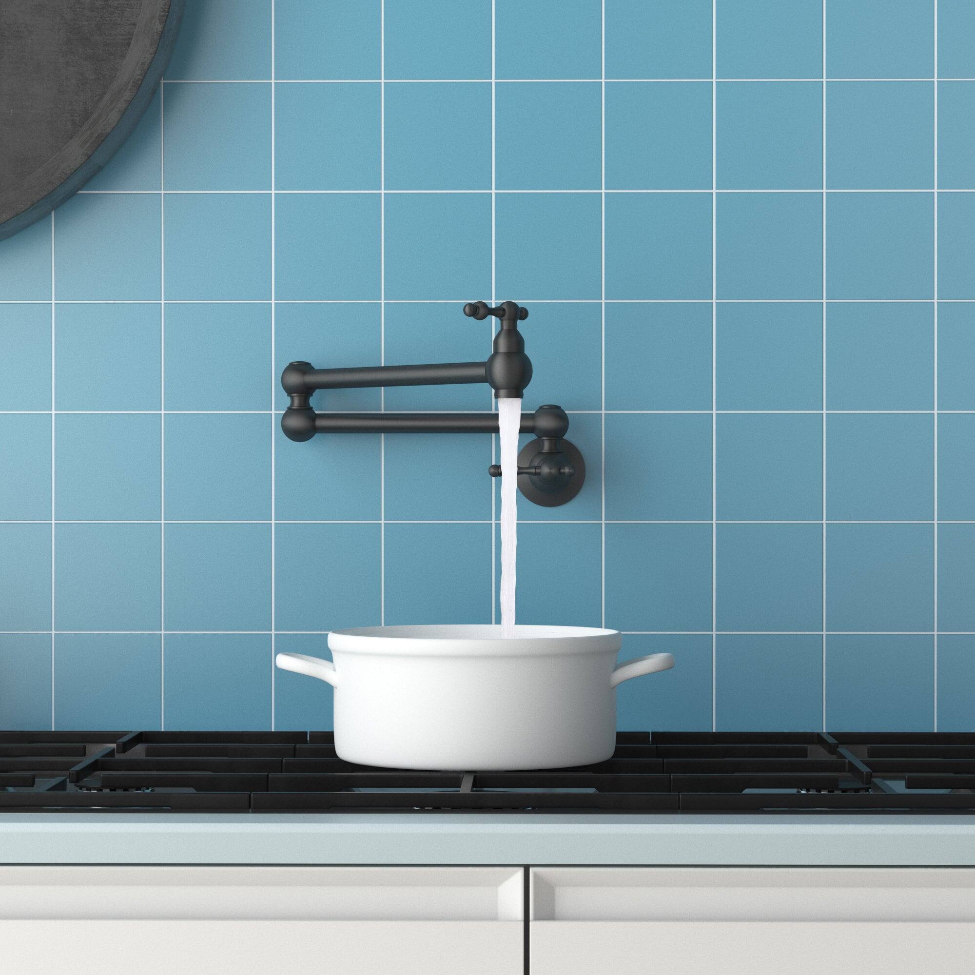 Alt View 9. Boyel Living - 1.8 GPM Wall Mounted Pot Filler with Mounting Hardware Double Handles and Ceramic Disc Cartridge in Matte Black - Matte Black.