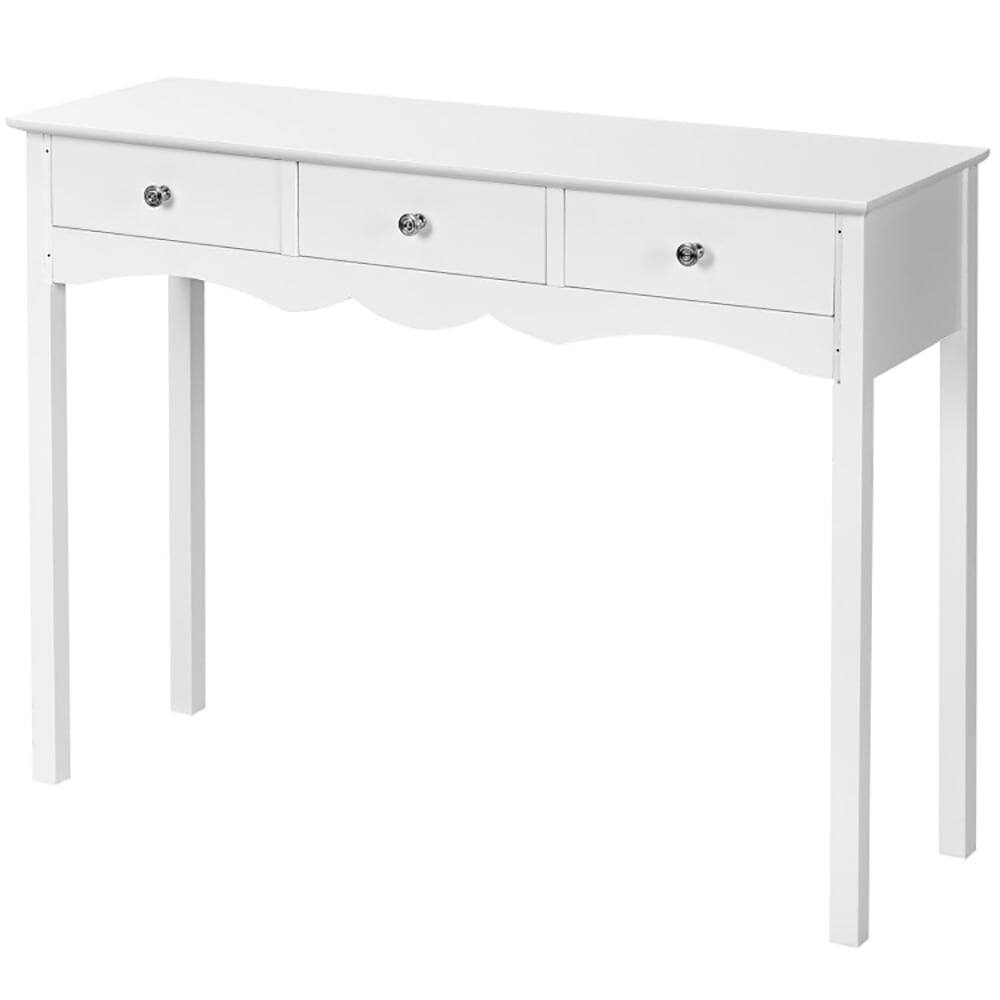 Alt View 4. Kadyn - Side Sofa Table with Storage 3-Drawers-white, Narrow Console Table, Entryway Hall Table with Shelves for Foyer - White.