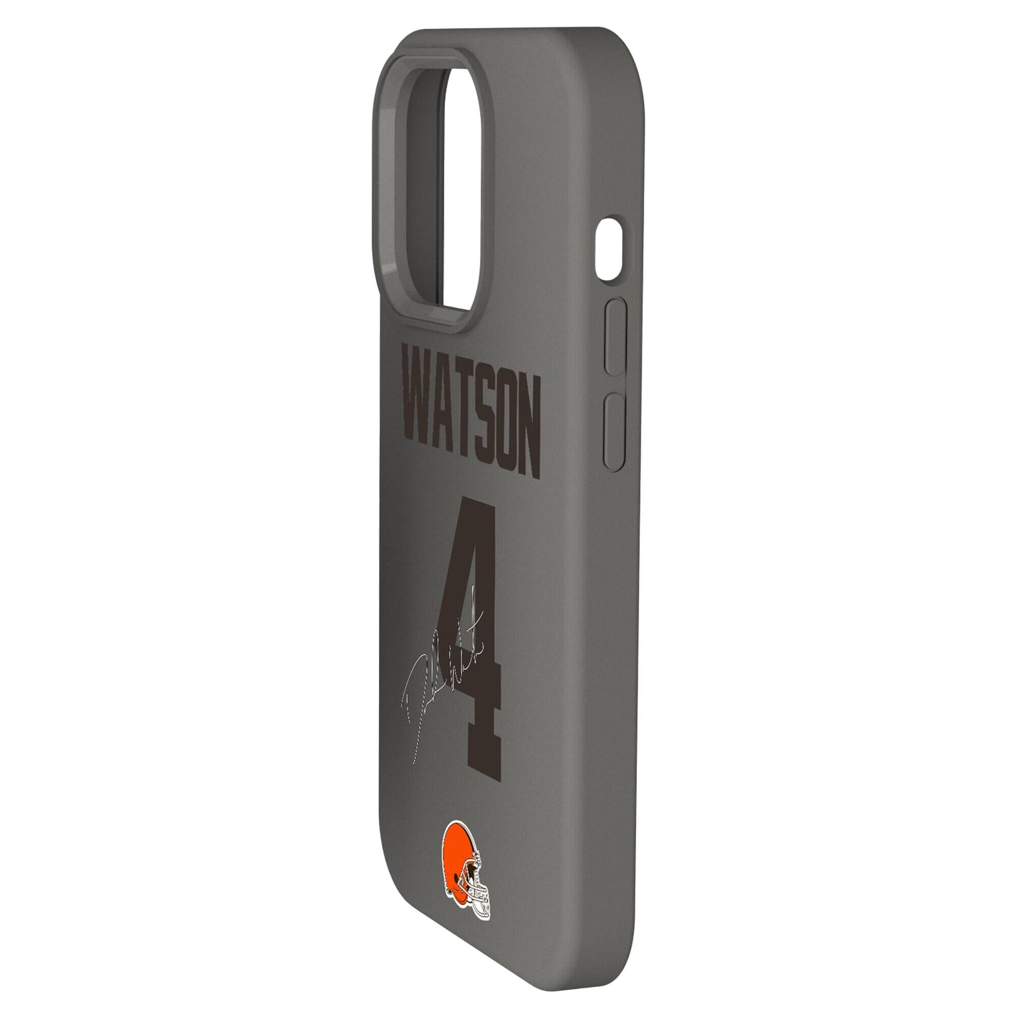 Alt View 1. Keyscaper - Deshaun Watson Gray Cleveland Browns Ready Soft Touch iPhone Case - 15 Pro - Gray.