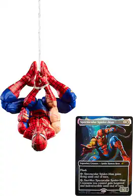 Marvel - Legends Series Magic: The Gathering Battle-Damaged Spider-Man, 6" Action Figure plus Exclusive Foil Trading Card