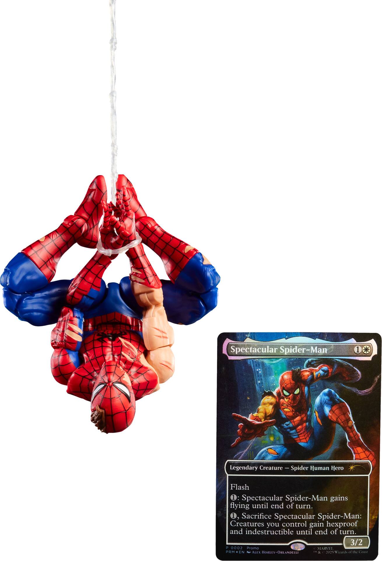 Marvel - Legends Series Magic: The Gathering Battle-Damaged Spider-Man, 6" Action Figure plus Exclusive Foil Trading Card