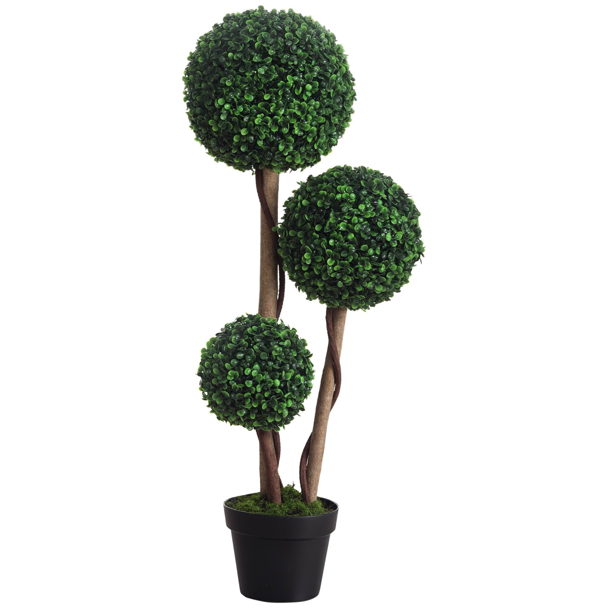 Front. Homcom - Plant for Home Decor Indoor & Outdoor Fake Plants Artificial Tree in Pot - Dark Green.