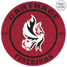 Jardine - Carthage Firebirds 20'' x 20'' Indoor/Outdoor Weathered Circle Sign - Red