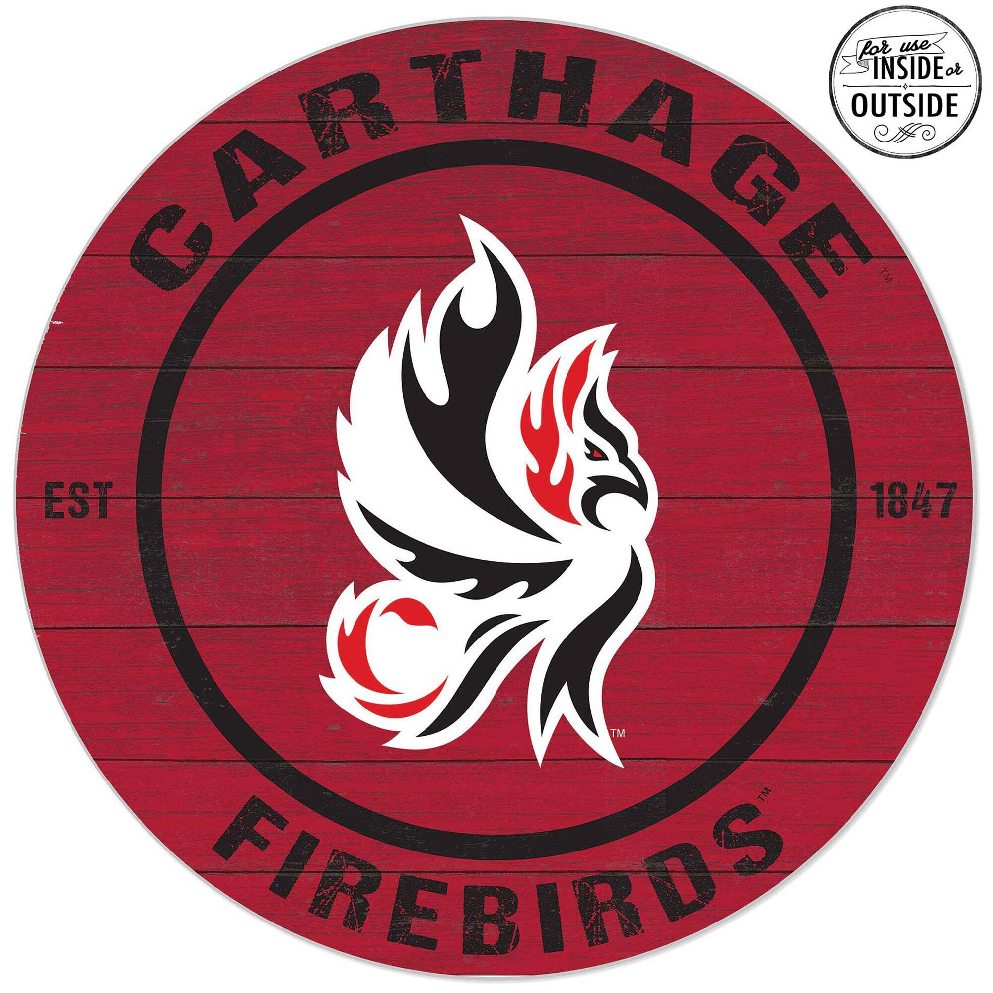 Carthage Firebirds 20'' x 20'' Indoor/Outdoor Weathered Circle Sign