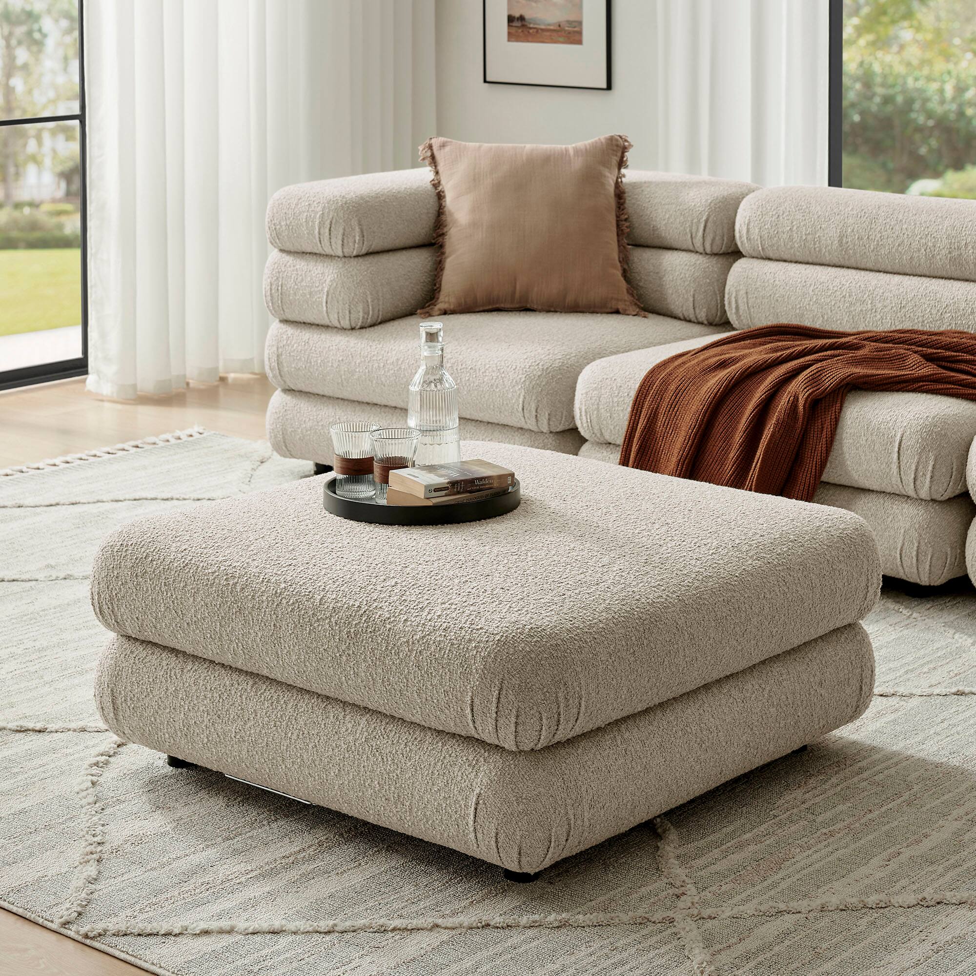 Alt View 2. Modway - Jubilee Upholstered Ottoman by Modway - Linen.
