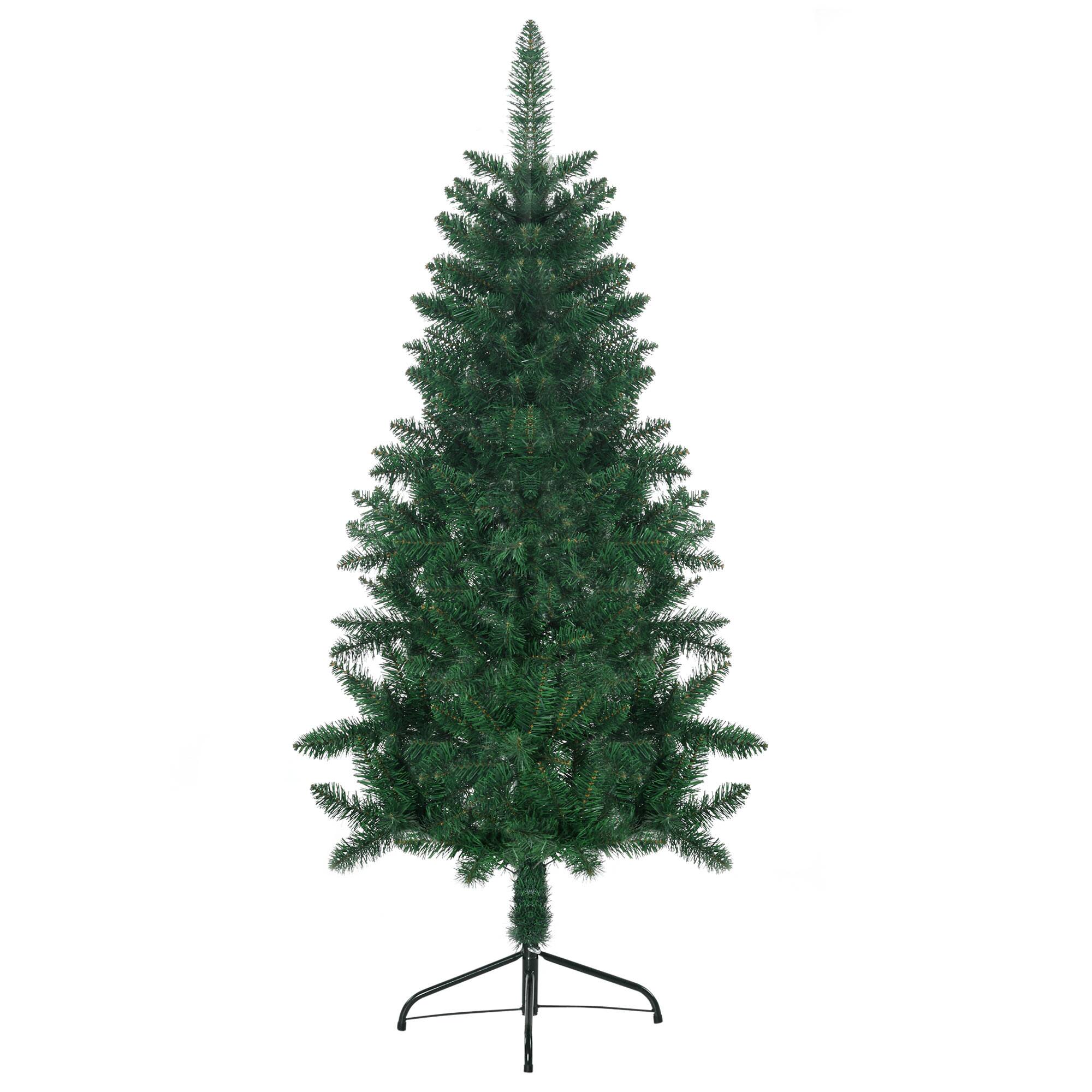 Front. Homcom - Artificial Half Christmas Trees with Auto Open, Steel Base - green.