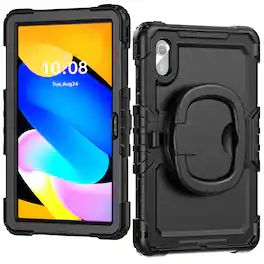 Dteck - Tablet Case for Lenovo Idea Tab 11" 2025 / Tab K11 Gen 2, Shockproof Cover with Rotate Stand & Pen Holder - Black