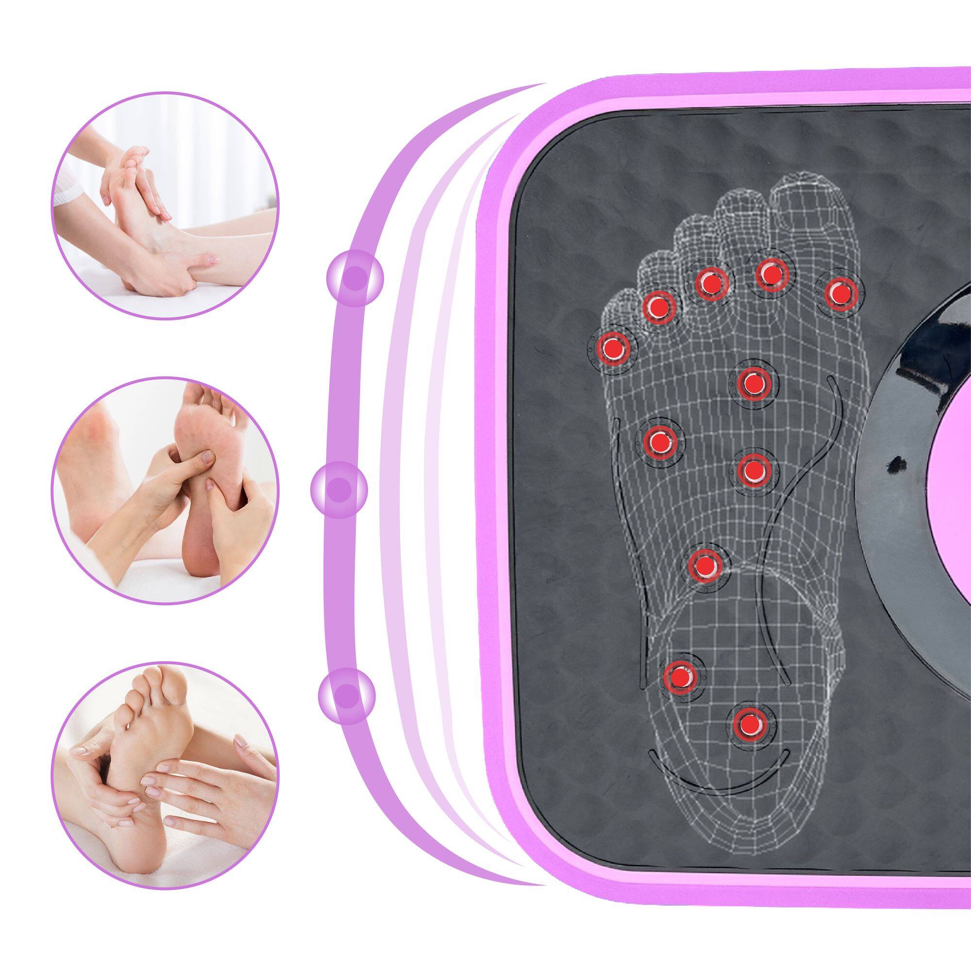 Back. Akoasm - Vibration Plate Exercise Machine for Lymphatic Drainage, Shaking Workout Board with 120 Speed Levels - Purple.