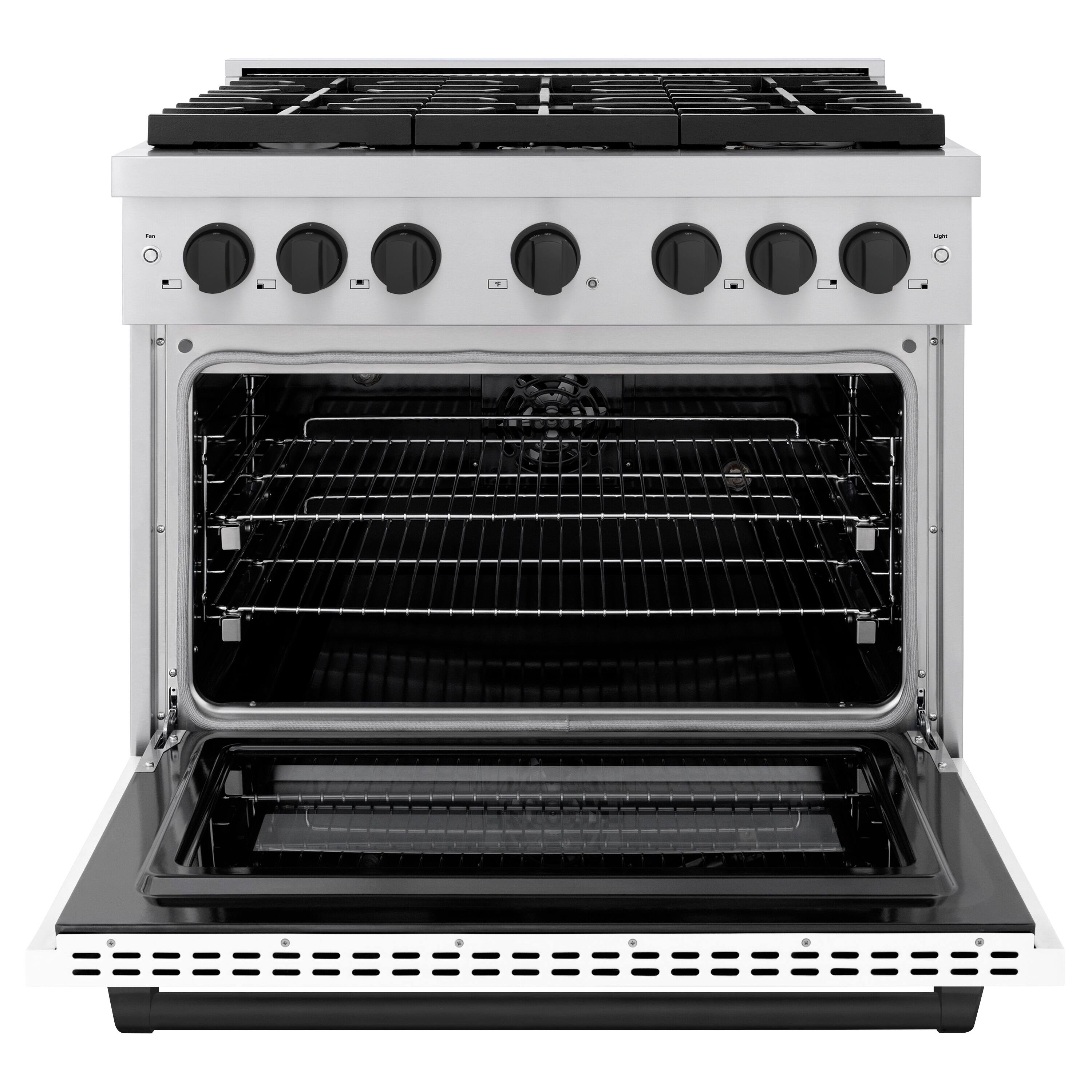 Angle. ZLINE - ZLINE Autograph 36" Paramount Dual Fuel Range with Black Accents (SDRZ-WM-36-MB) - White.