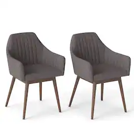 Costway - Dining Chairs Set of 2 Upholstered Accent Chairs with Comfy Padded Backrest - Gray