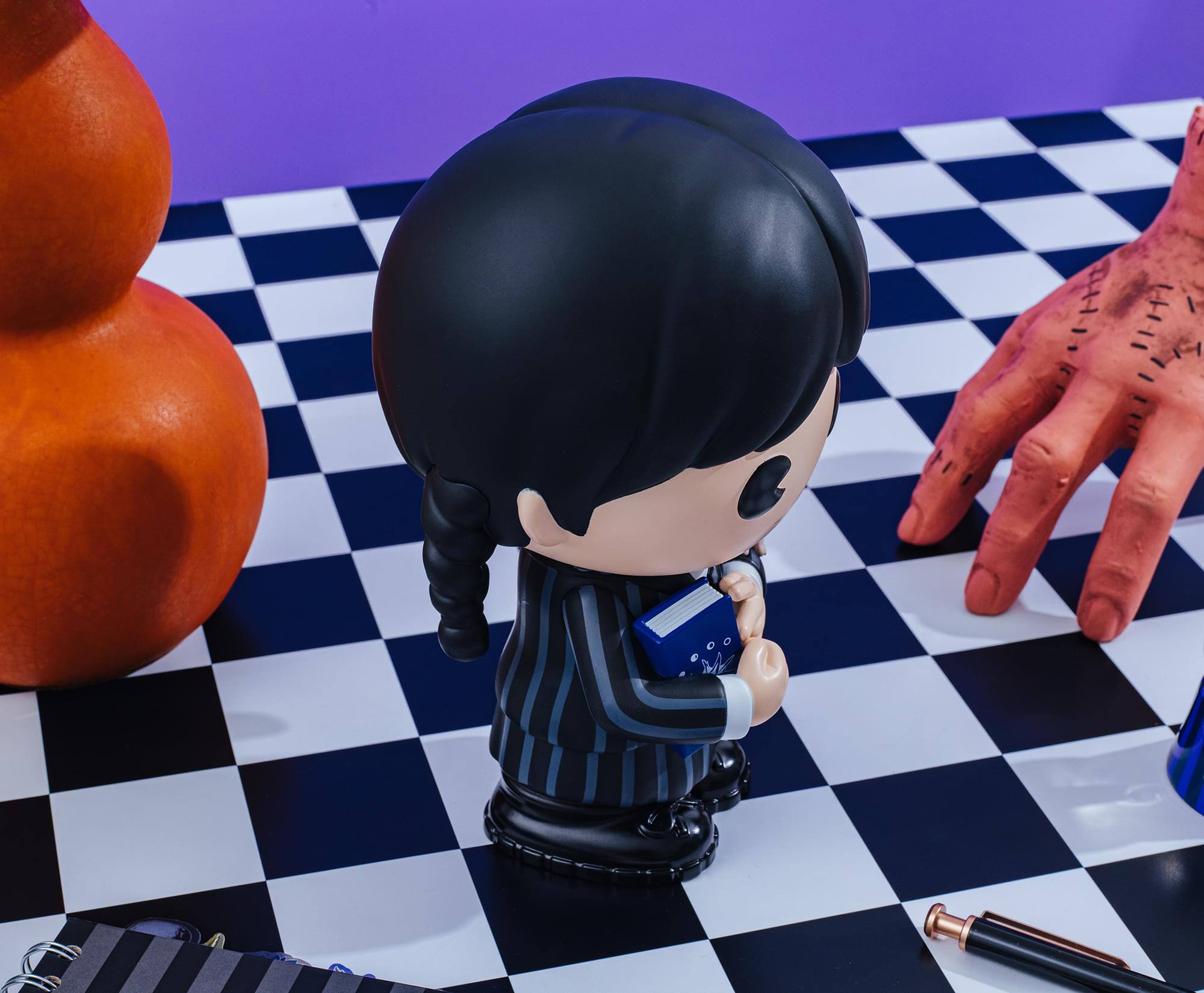 Alt View 4. Monogram - The Addams Family Wednesday With Thing 8 Inch PVC Figural Bank - Black.