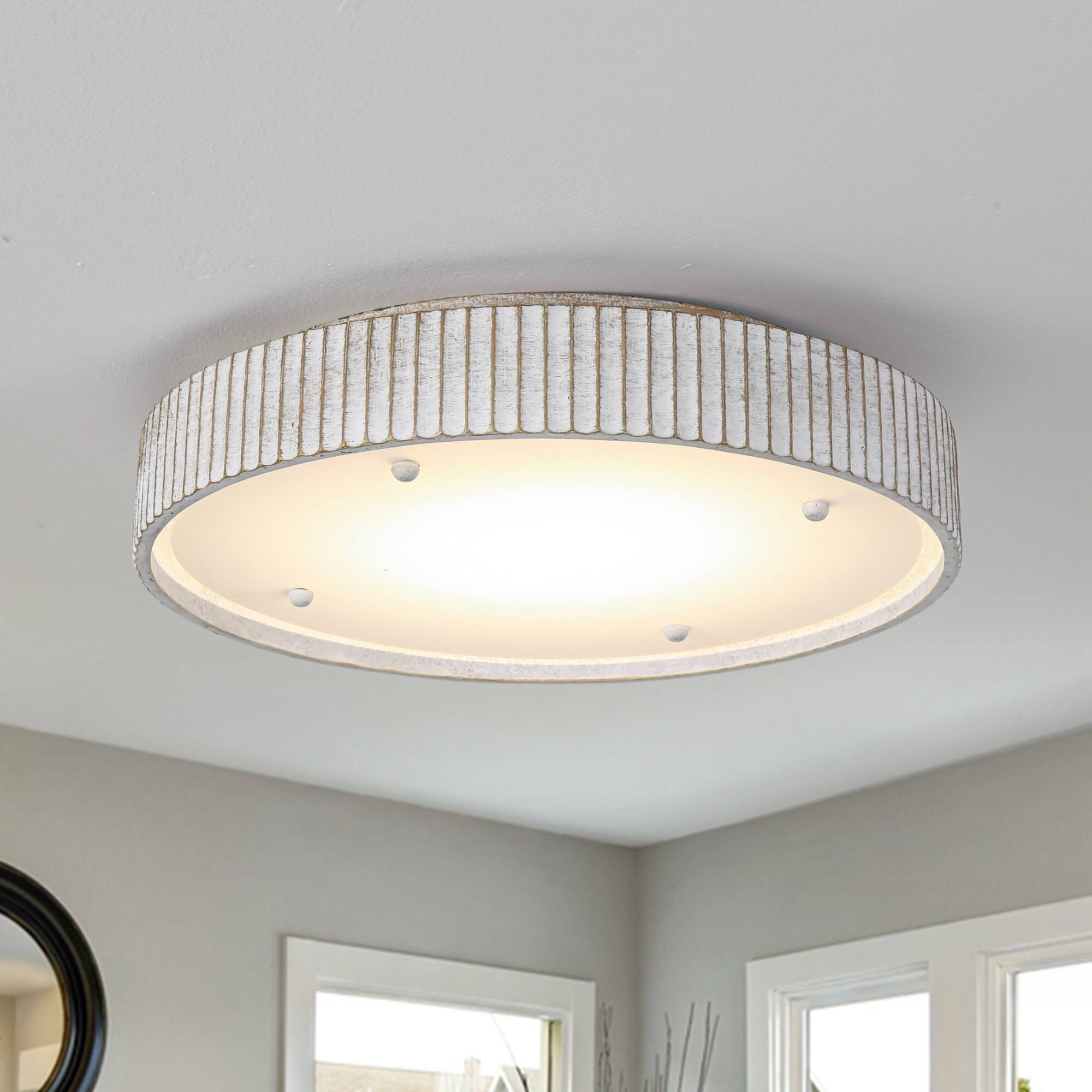 Angle. Parrot Uncle - 17.5 in. White Integrated LED Dimmable Ceiling Light - White.