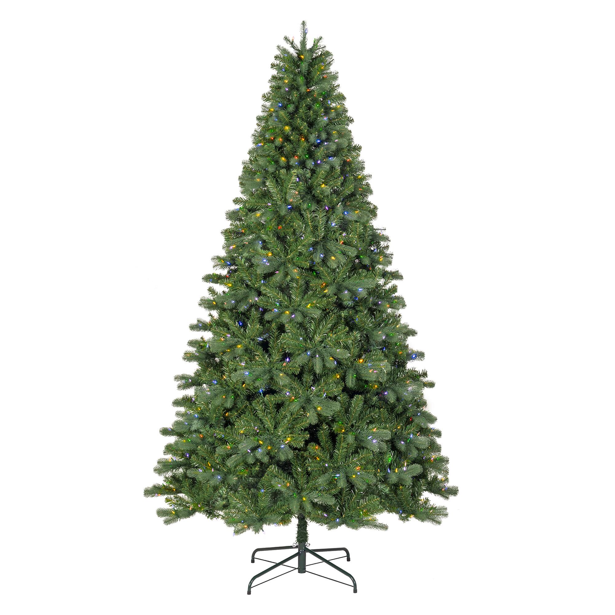 Angle. Glitzhome - 9ft Pre-Lit Full Fir Artificial Christmas Tree with 1000 C3 Clear Lights - Green.